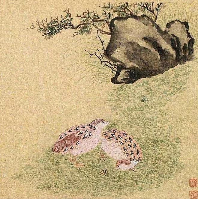 文俶《佳卉争鸣卷》-美术100 文俶《佳卉争鸣卷》