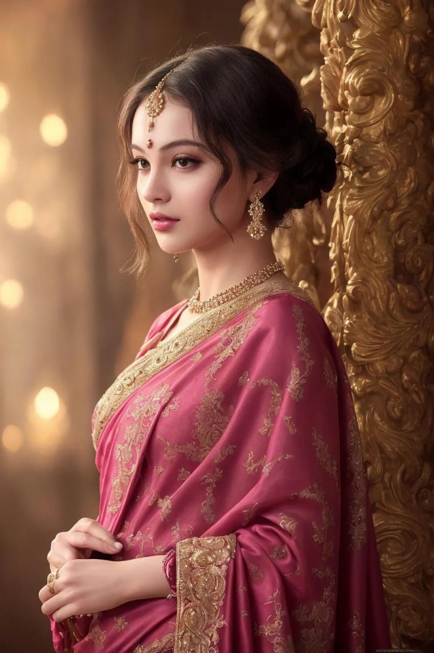 AI绘画作品欣赏：印度风情美少女