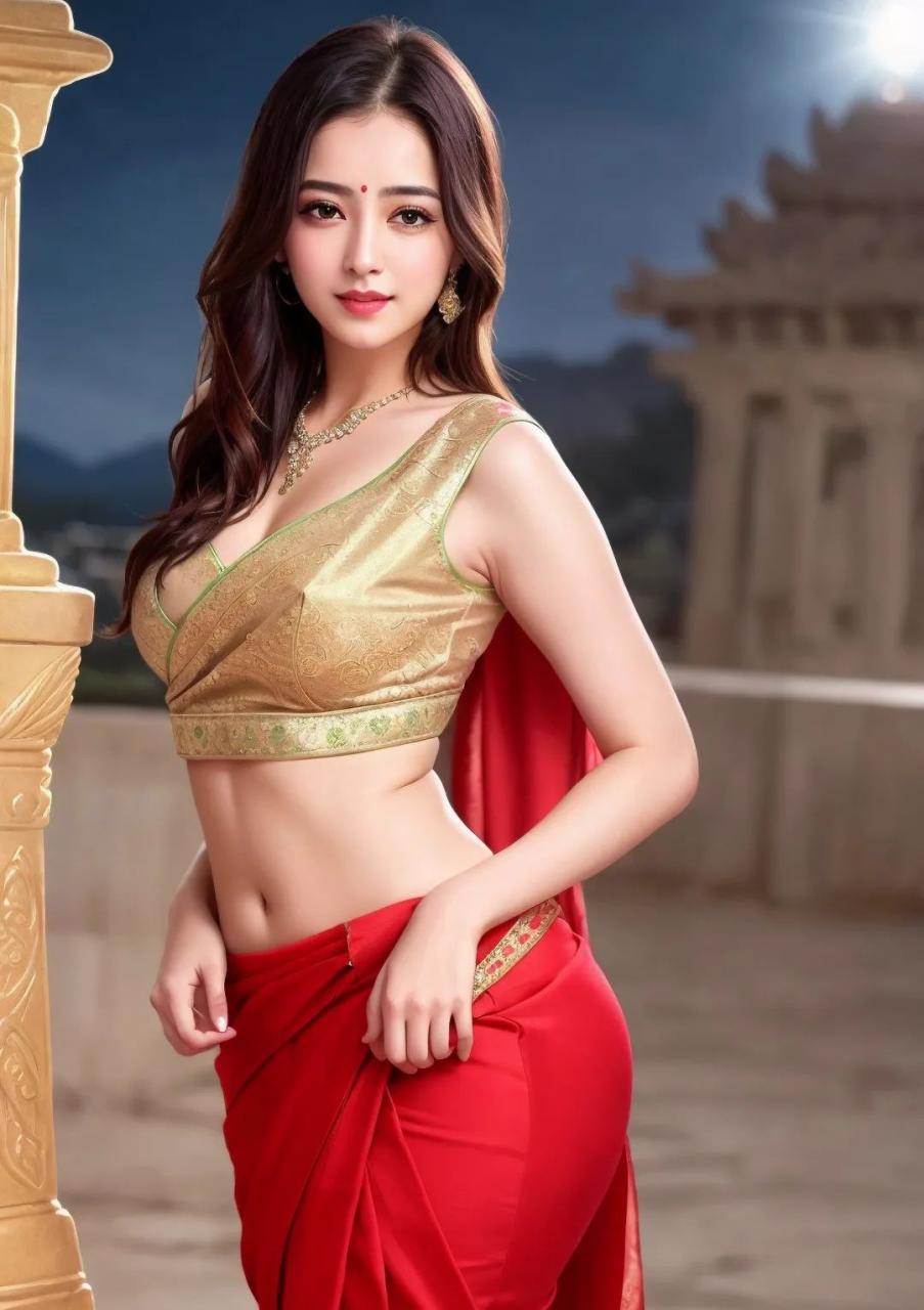 AI绘画作品欣赏：印度风情美少女