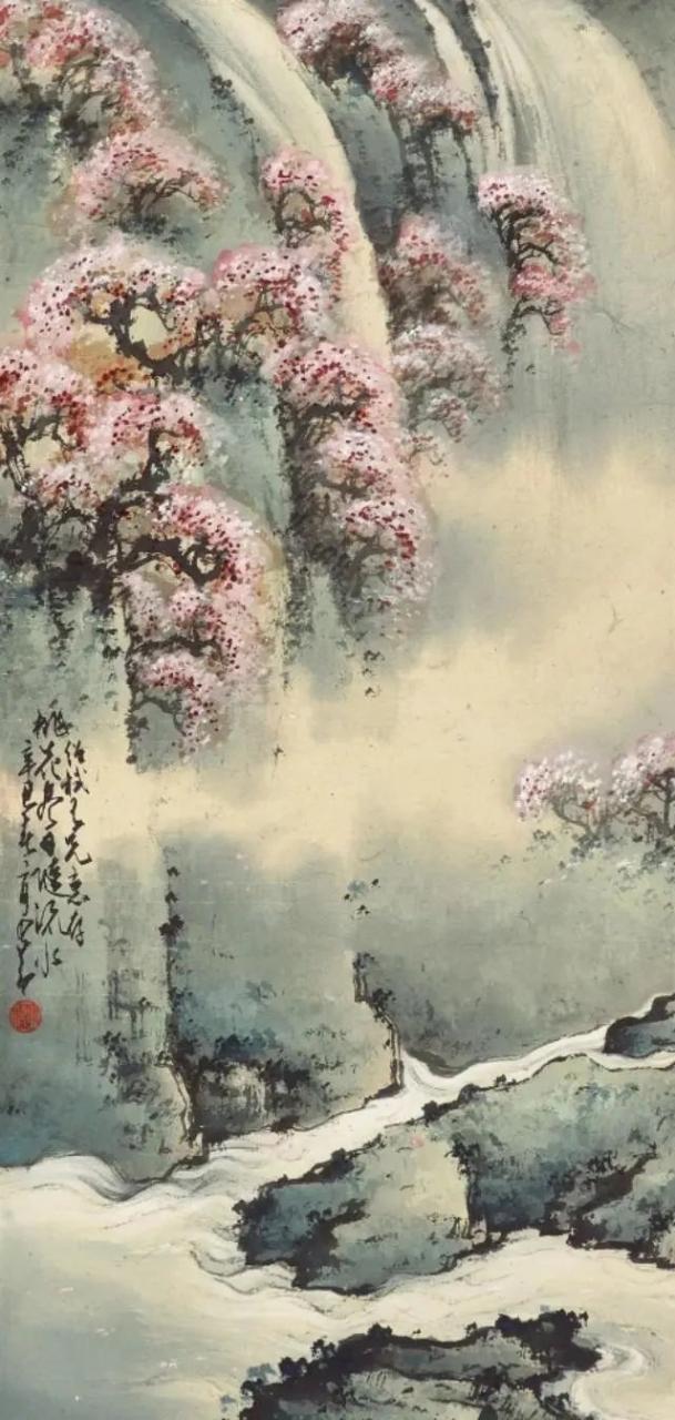 赵少昂山水画欣赏——霞光万丈、暮色氤氲