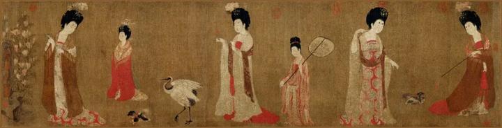 周昉《簪花仕女图》-美术100 周昉《簪花仕女图》