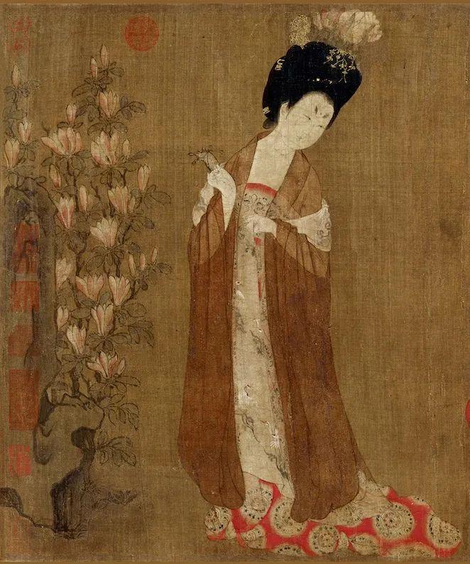 周昉《簪花仕女图》-美术100 周昉《簪花仕女图》