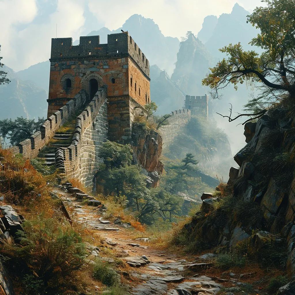 Midjourney V6生成景点效果图：少林寺，紫禁城，天坛，长城，桂林山水...